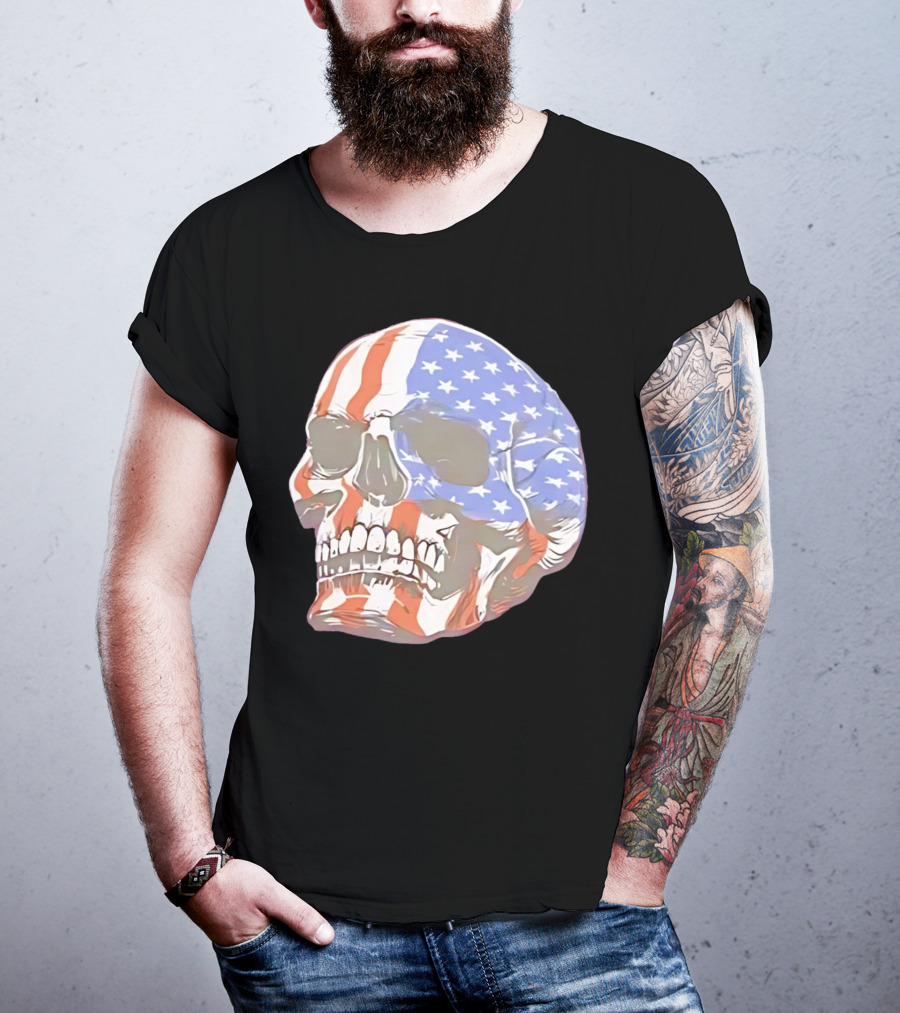 Skull With American Flag T-Shirt