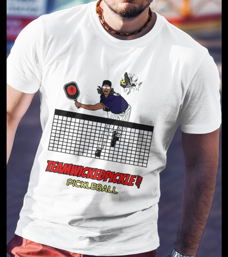 TEAMWICKEDPICKLE.COM Pickleball Player Action Scene T-Shirt