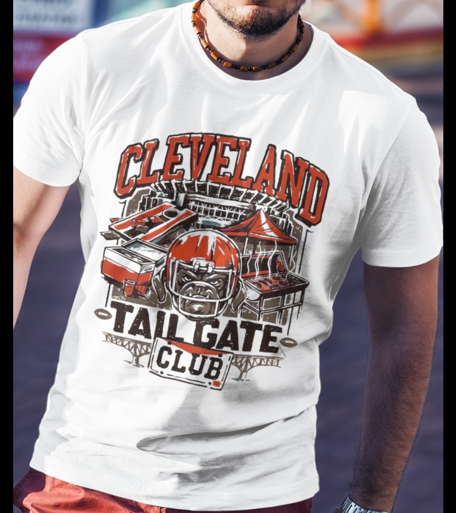 Cleveland Browns Tailgate Club Stadium Cornhole Helmet Grill T-Shirt