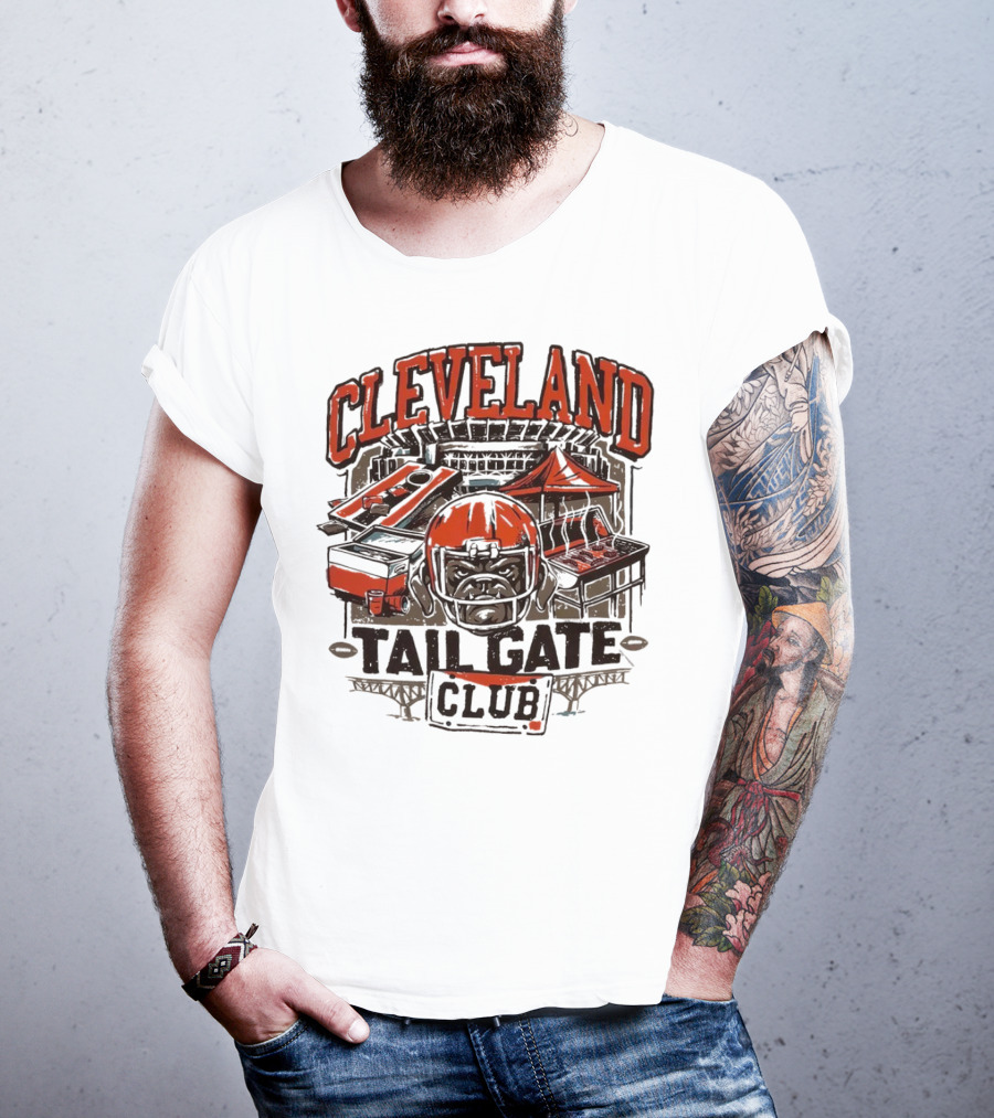Cleveland Browns Tailgate Club Stadium Cornhole Helmet Grill T-Shirt