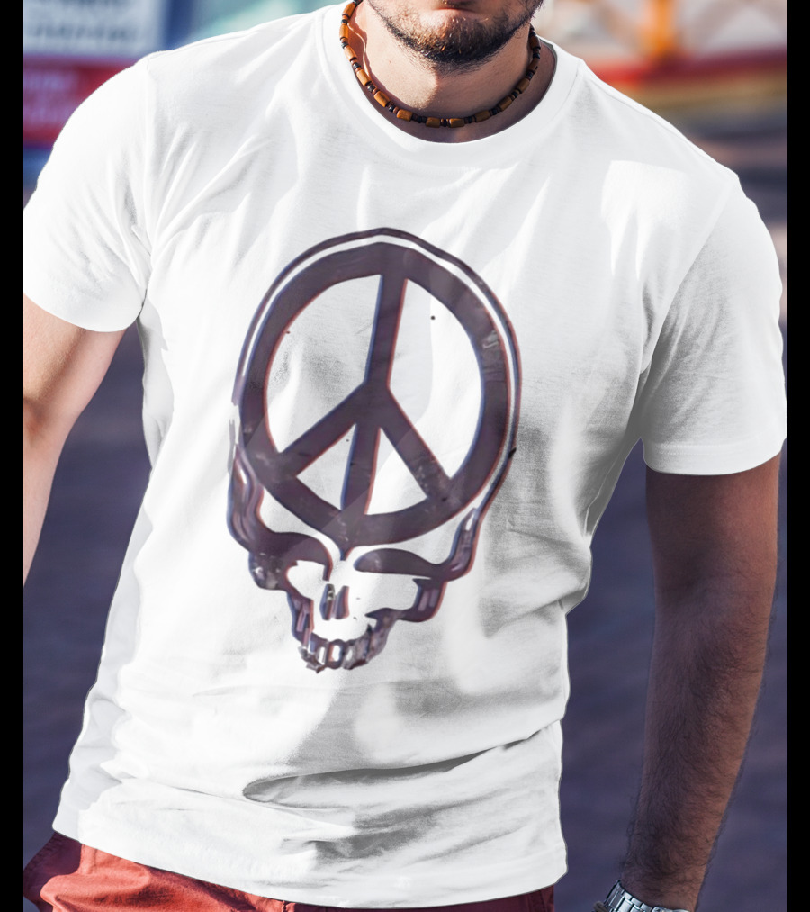 Peace Symbol Within Grateful Dead Skull T-Shirt