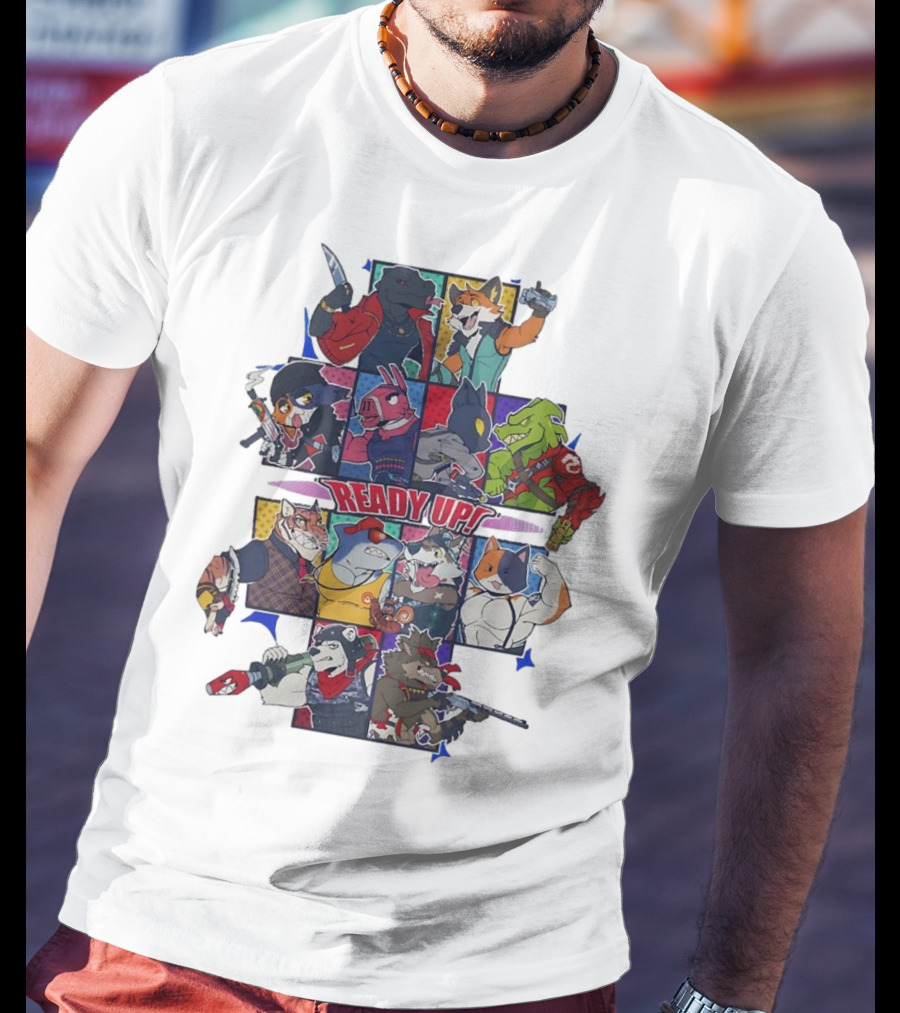 Ready Up Honoring Dragoneer’s Legacy Anthro Characters Grid With Weapons T-Shirt
