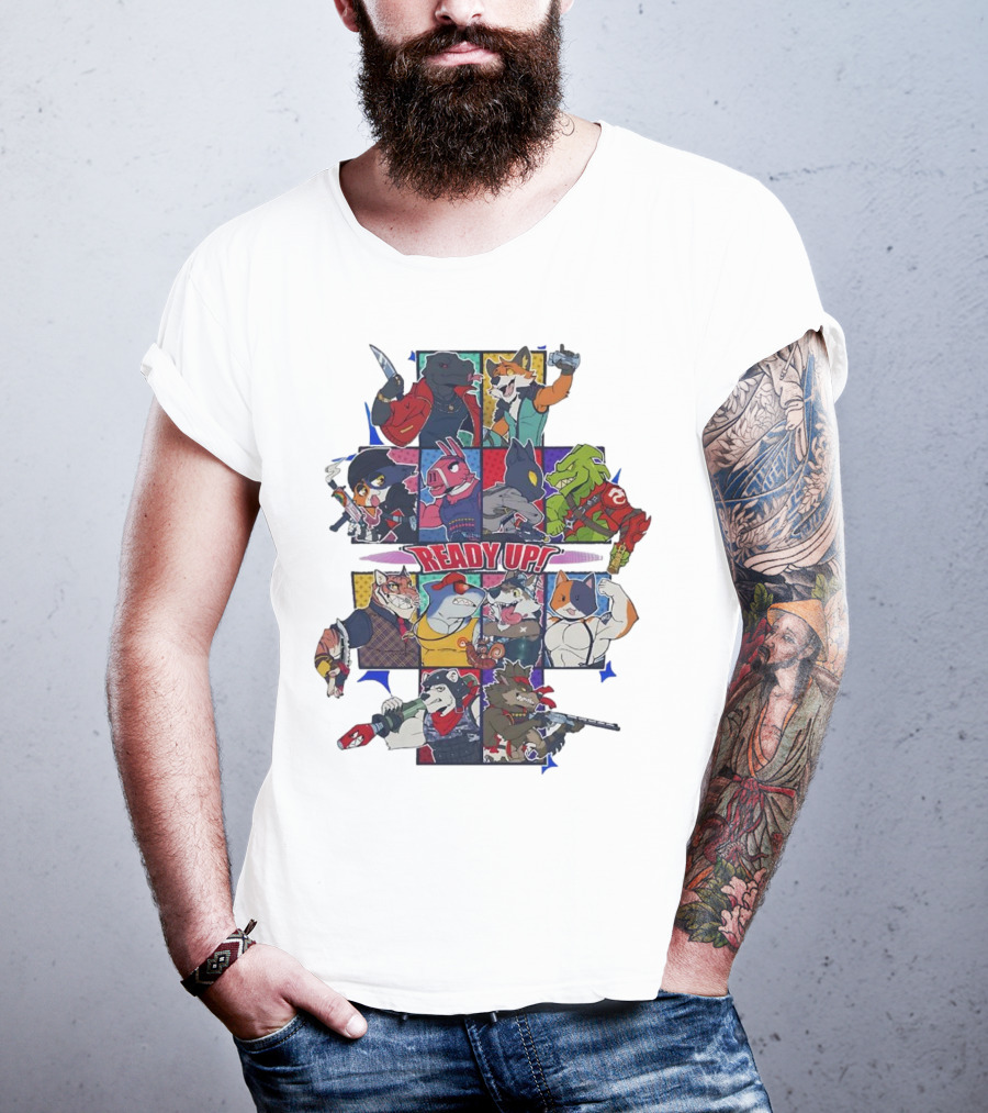 Ready Up Honoring Dragoneer’s Legacy Anthro Characters Grid With Weapons T-Shirt