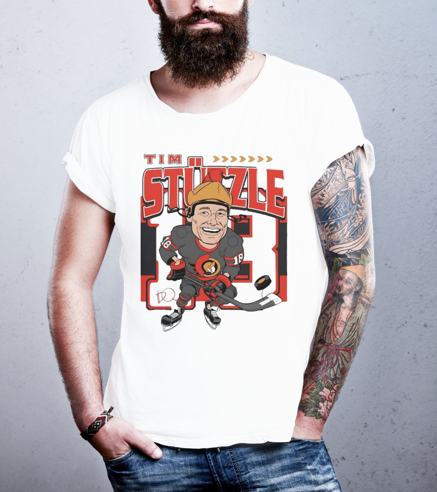 Tim Stützle Ottawa Senators Hockey Number 18 Caricature T-Shirt