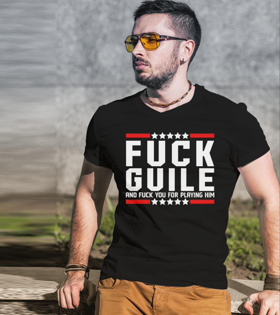 Fck Guile And Fck You For Playing Him Star Pattern Red Stripes T-Shirt
