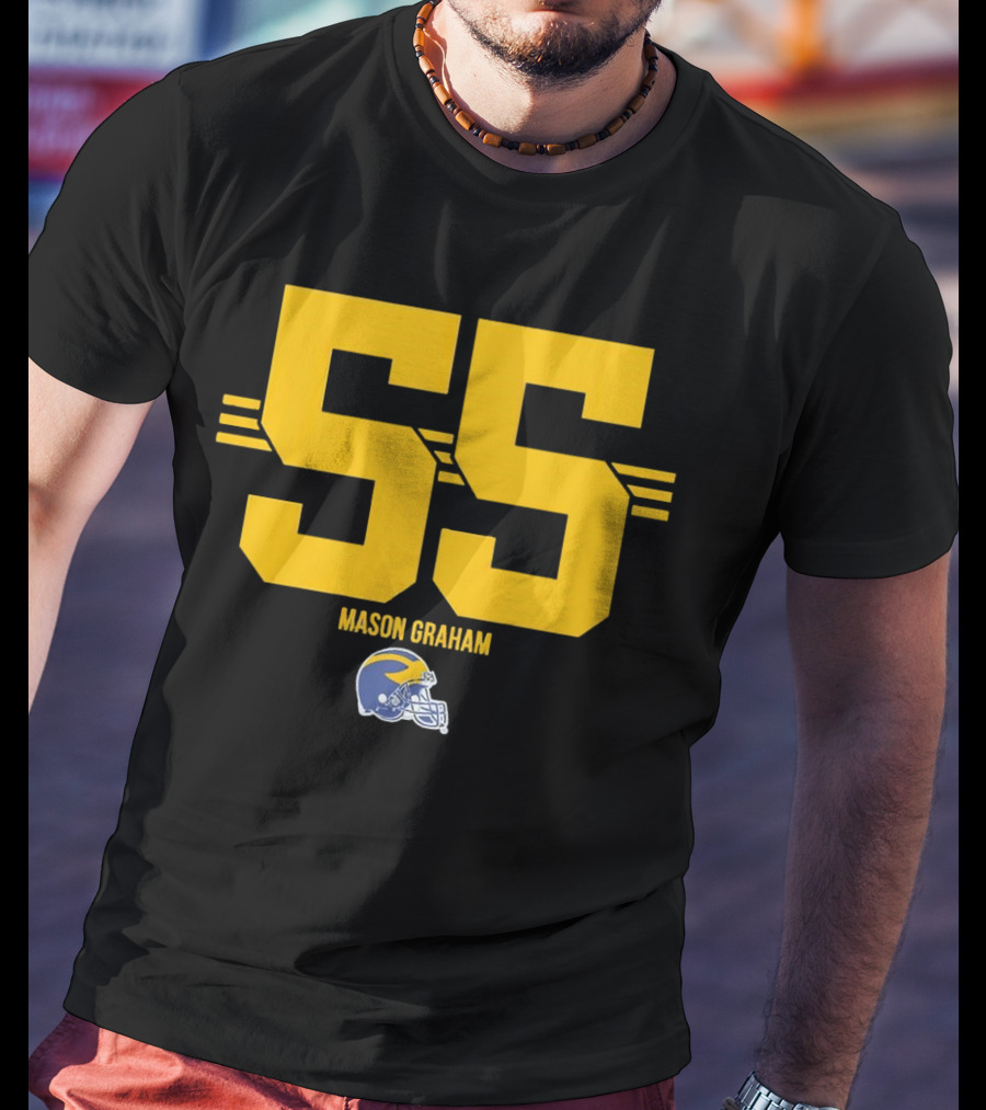 Michigan Wolverines Football Mason Graham 55 Helmet T-Shirt