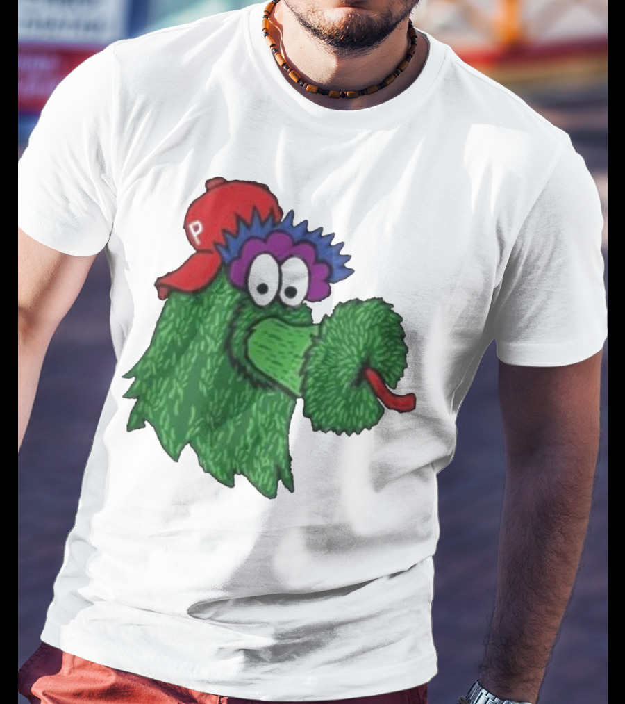 Phillie Phanatic Mascot Philadelphia Phillies Green Creature Red Cap T-Shirt