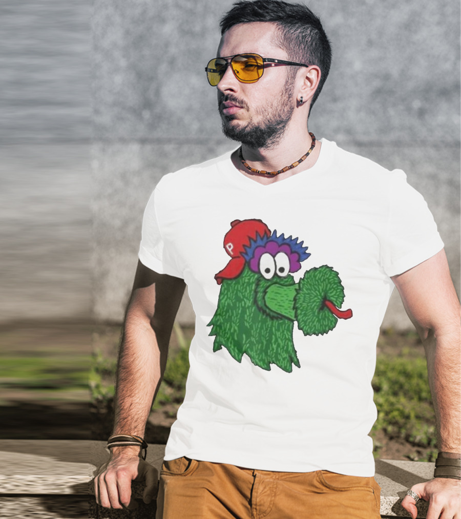 Phillie Phanatic Mascot Philadelphia Phillies Green Creature Red Cap T-Shirt