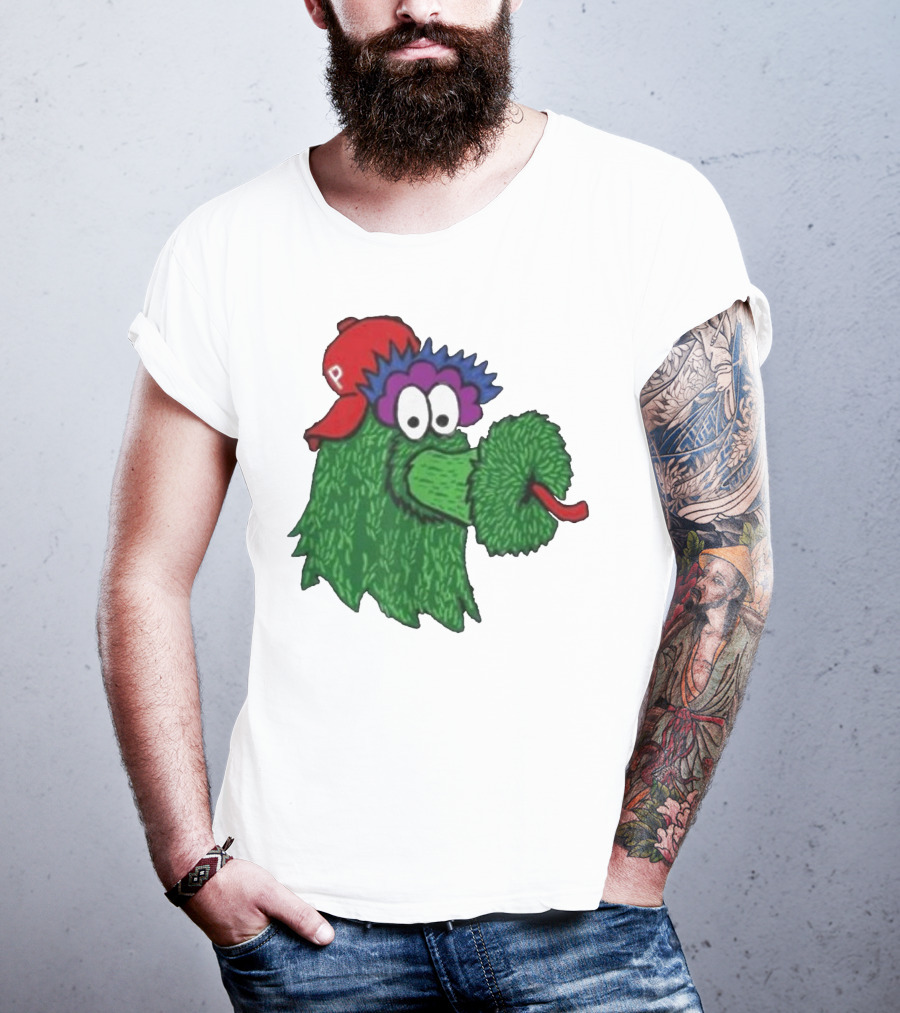 Phillie Phanatic Mascot Philadelphia Phillies Green Creature Red Cap T-Shirt