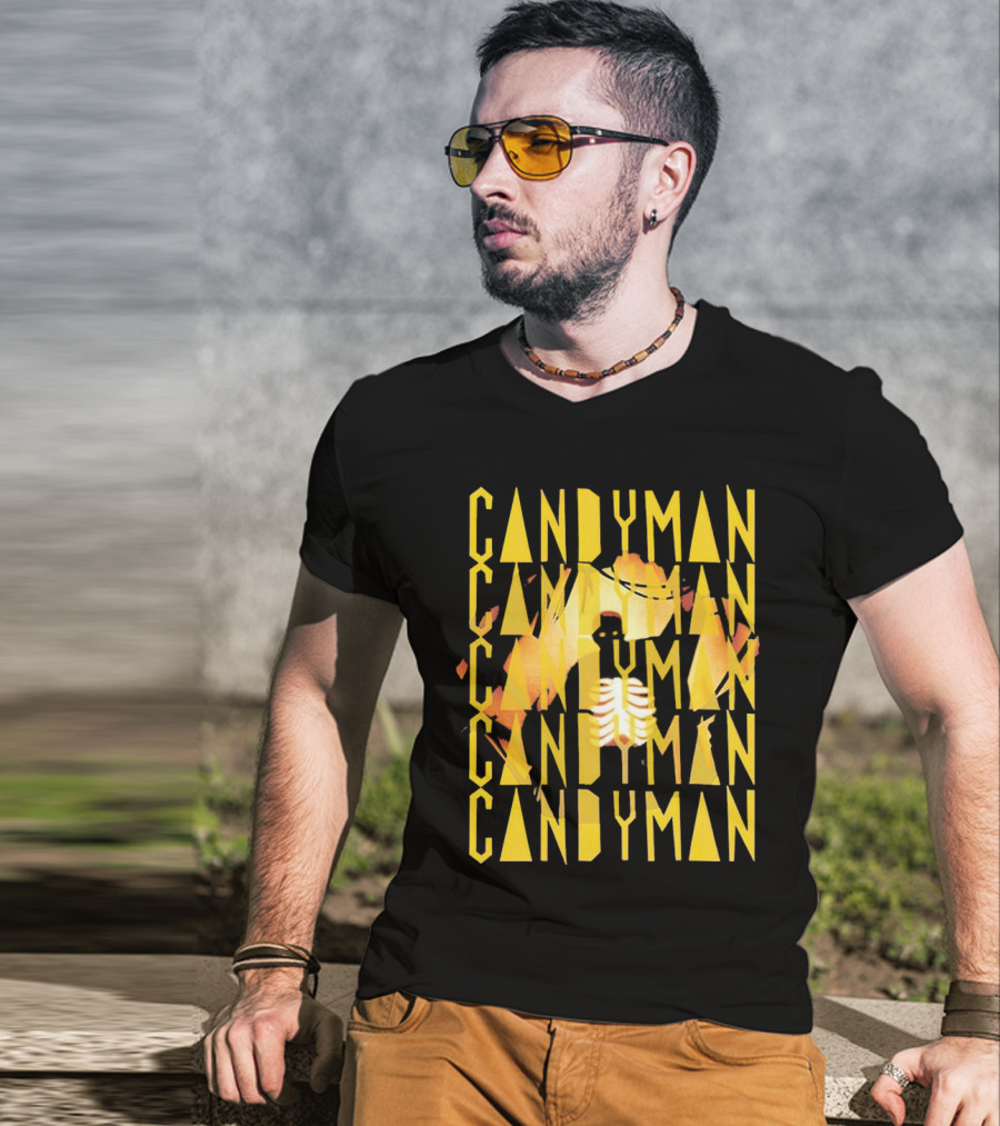 Candyman Movie Typography With Honeycomb And Ribcage T-Shirt