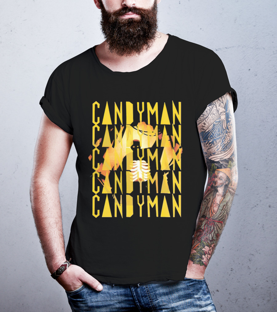 Candyman Movie Typography With Honeycomb And Ribcage T-Shirt