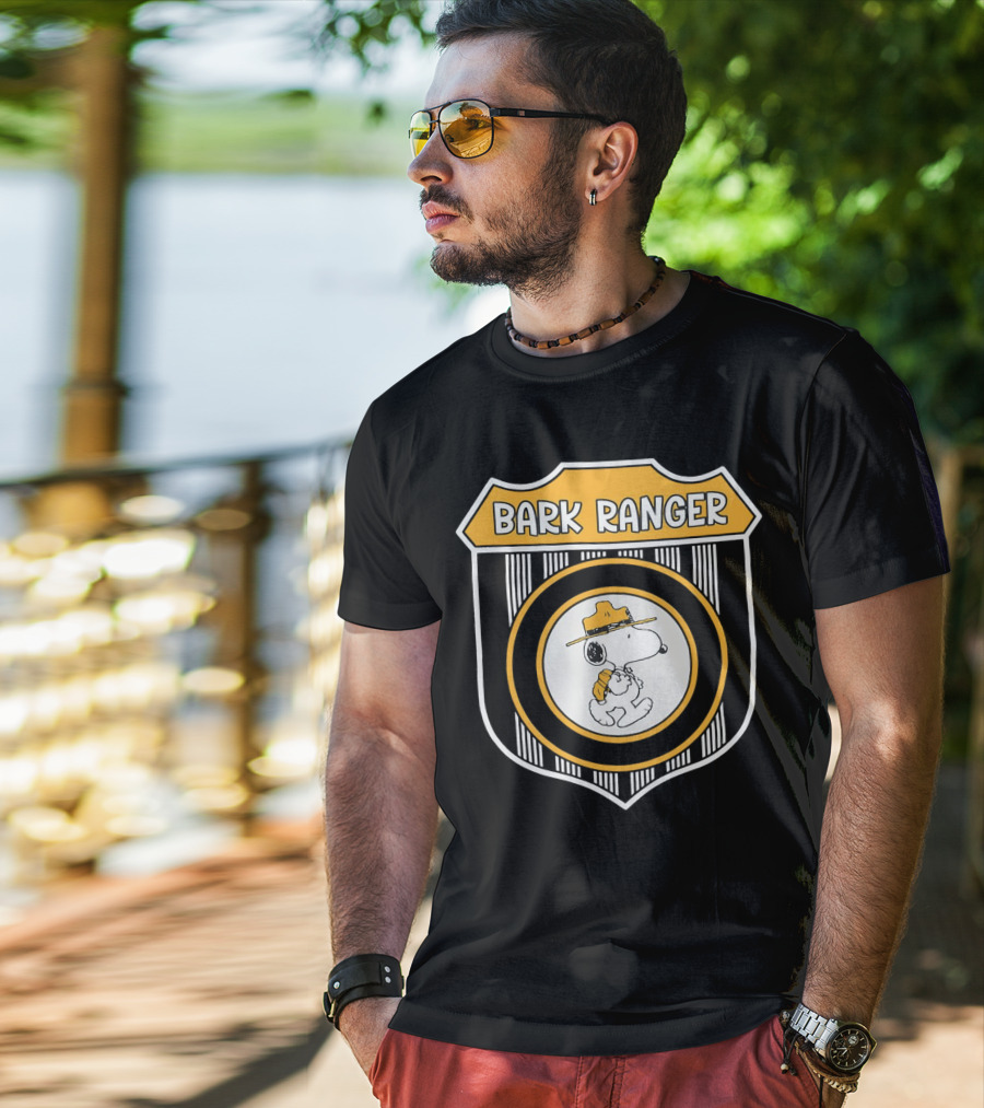 Peanuts Snoopy Bark Ranger Badge With Hat And Backpack T-Shirt