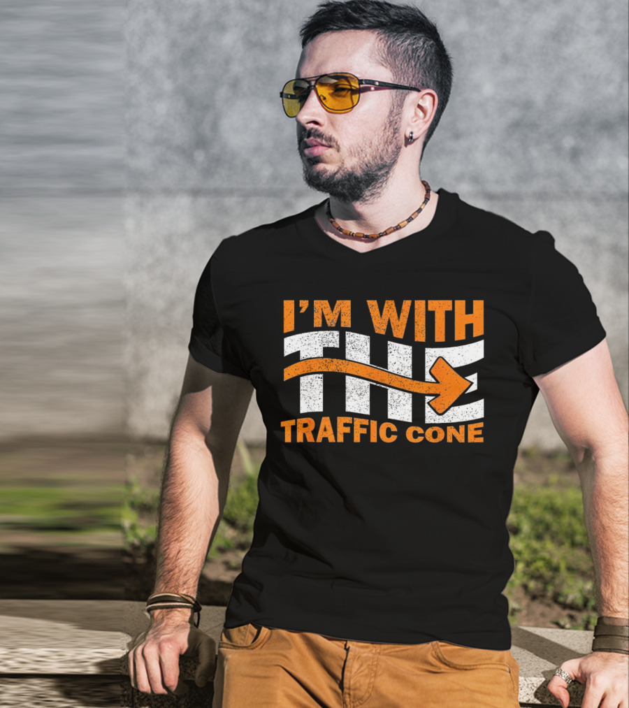 I’m With The Traffic Cone Arrow Humor T-Shirt