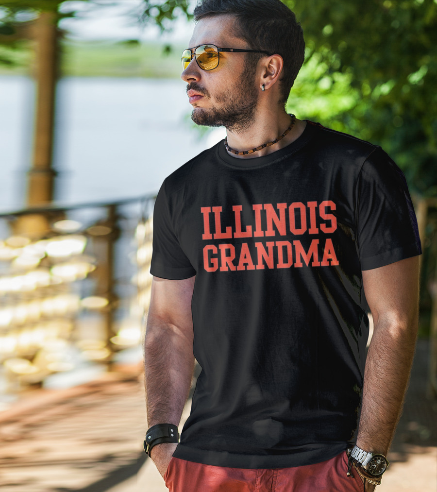Illinois Grandma Bold Orange Text T-Shirt