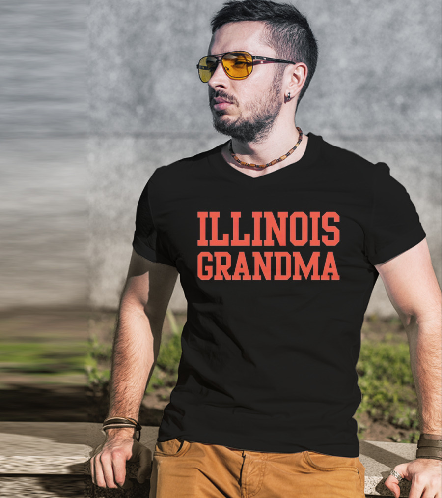 Illinois Grandma Bold Orange Text T-Shirt