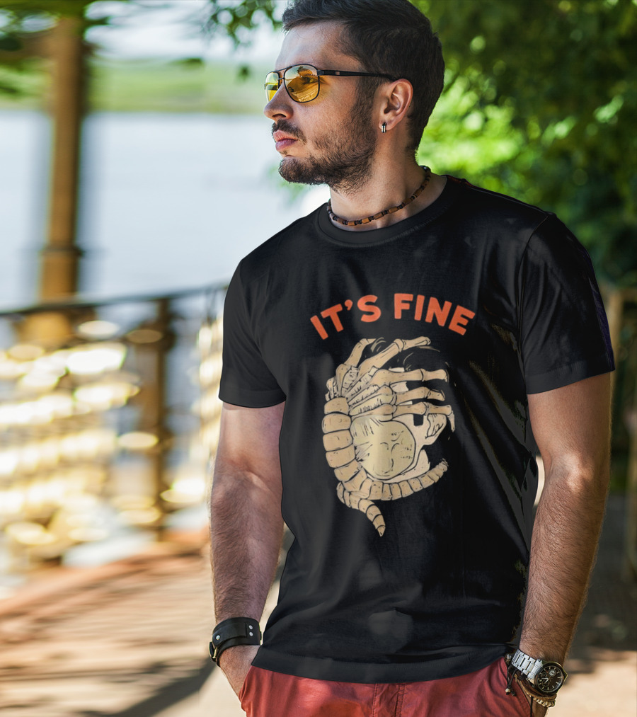 It's Fine Facehugger Skeleton T-Shirt