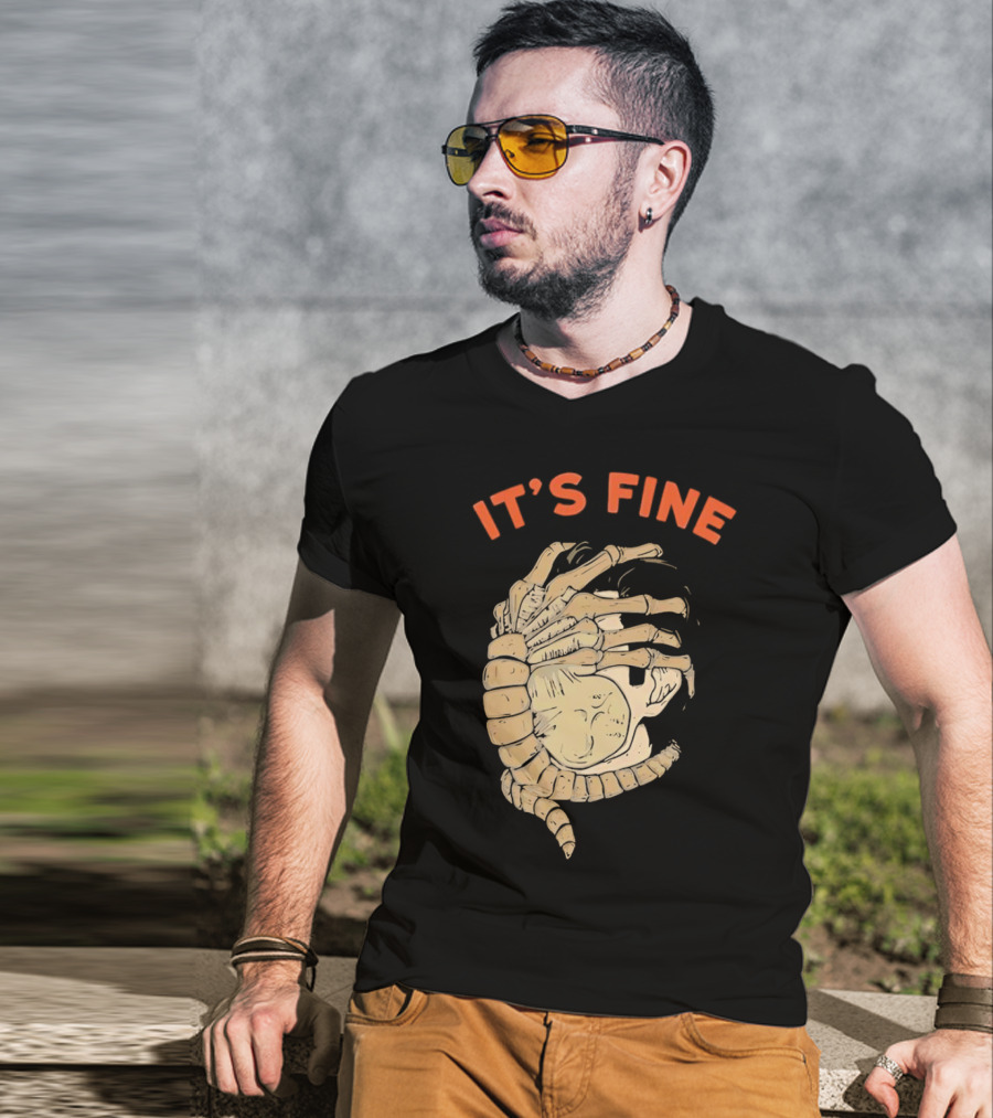 It's Fine Facehugger Skeleton T-Shirt