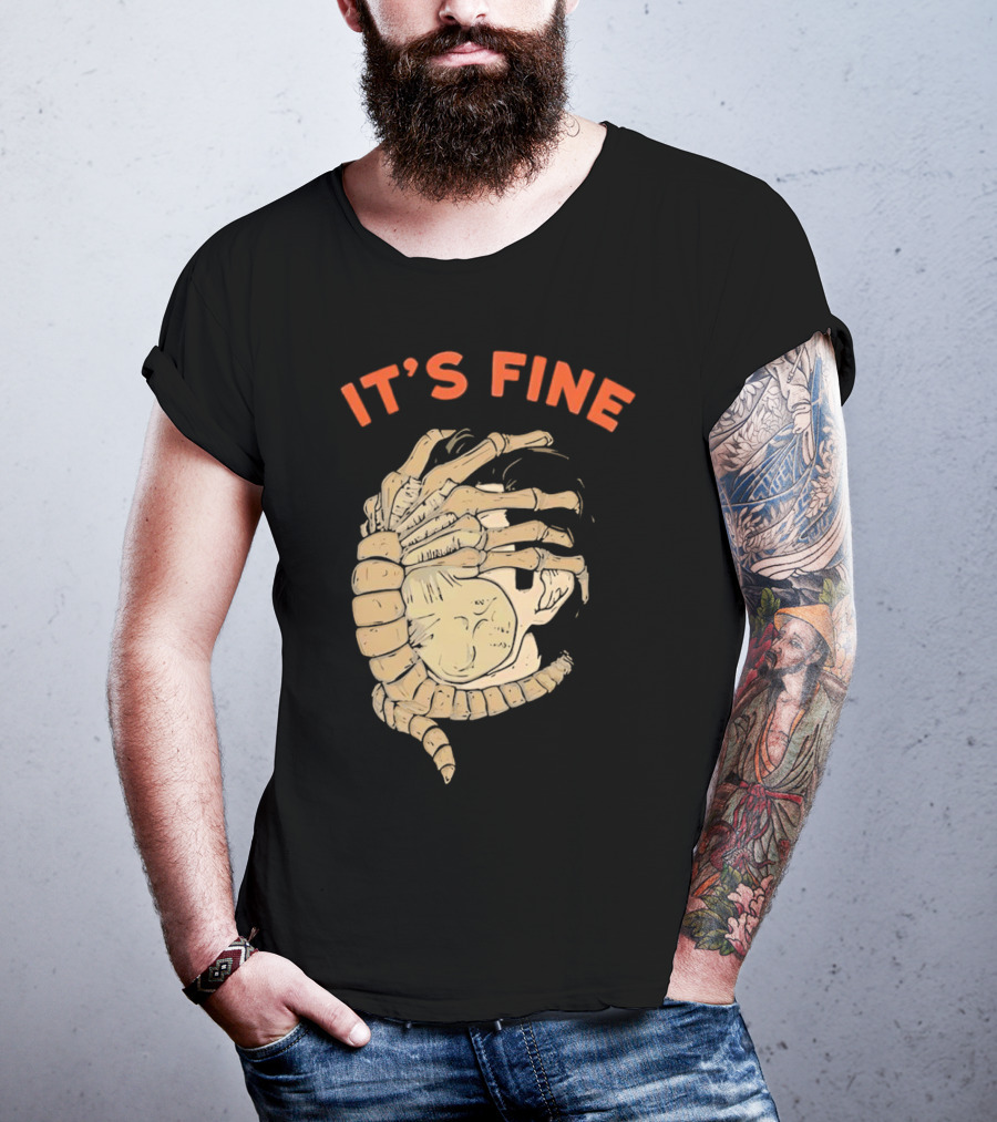 It's Fine Facehugger Skeleton T-Shirt