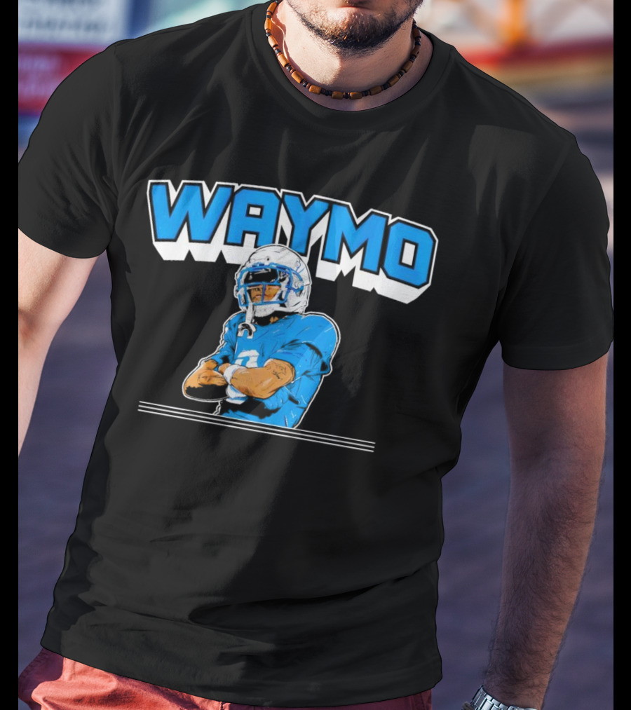 Waymo Football Player With Blue Jersey And Helmet T-Shirt