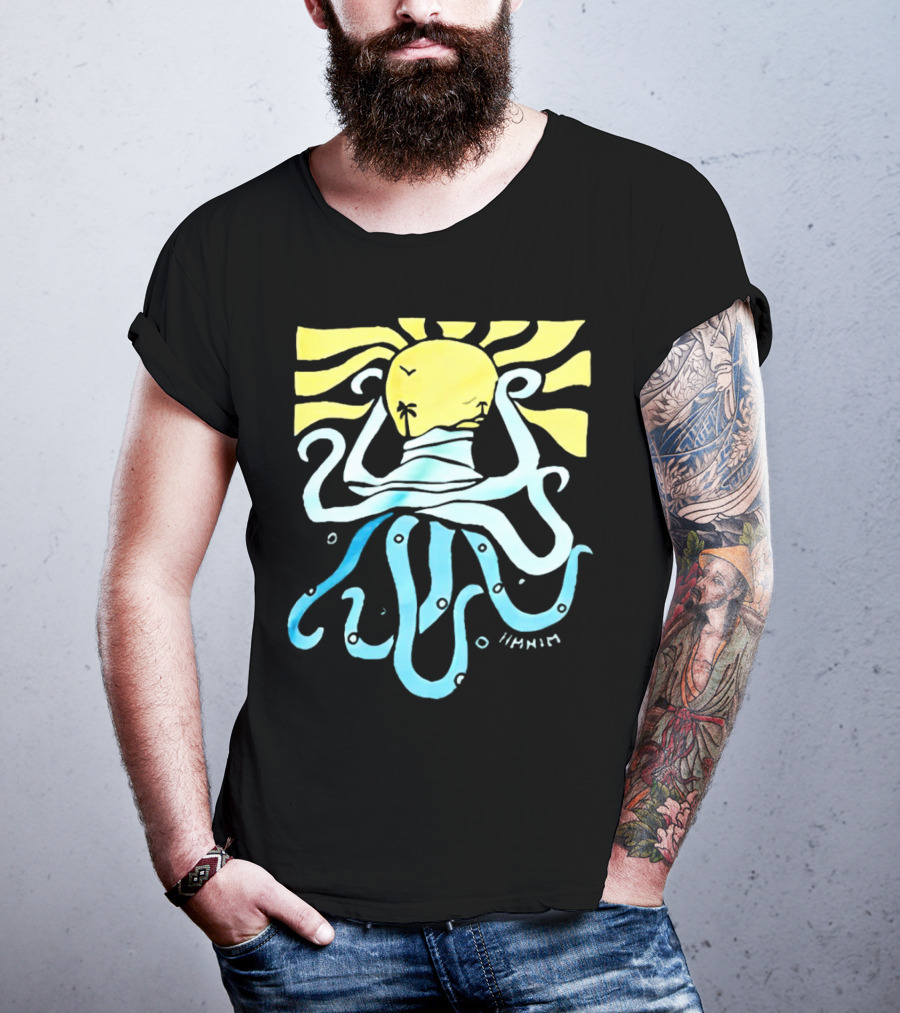 Mark Hoppus Octopus Sun Wave Palm Ocean Scene T-Shirt
