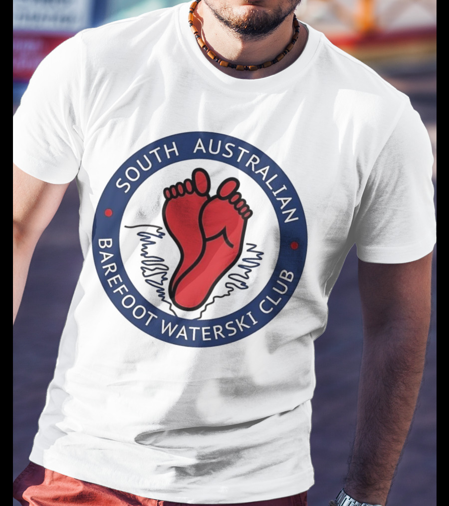 South Australian Barefoot Waterski Club Red Feet Logo Emblem T-Shirt