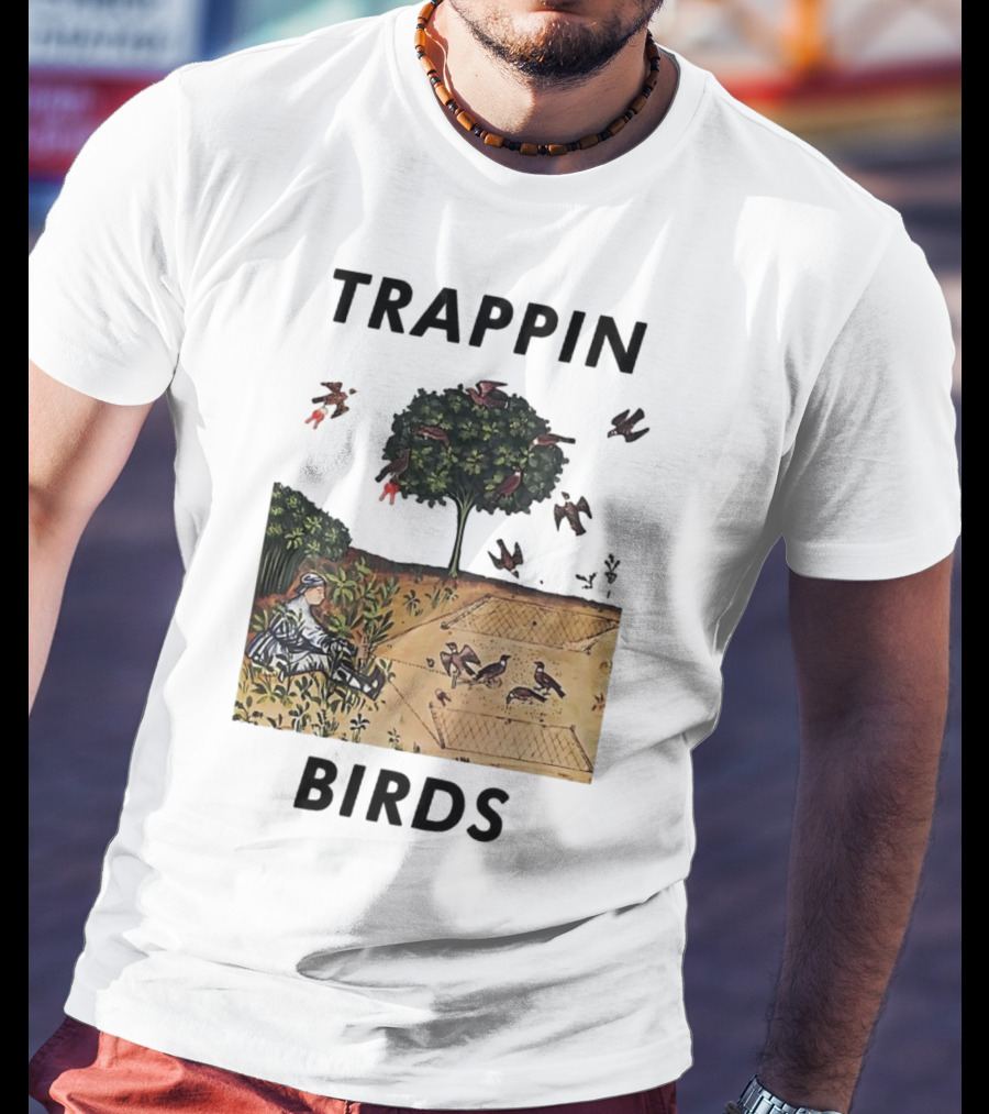 Trappin Birds Retro Medieval Hunting Scene T-Shirt