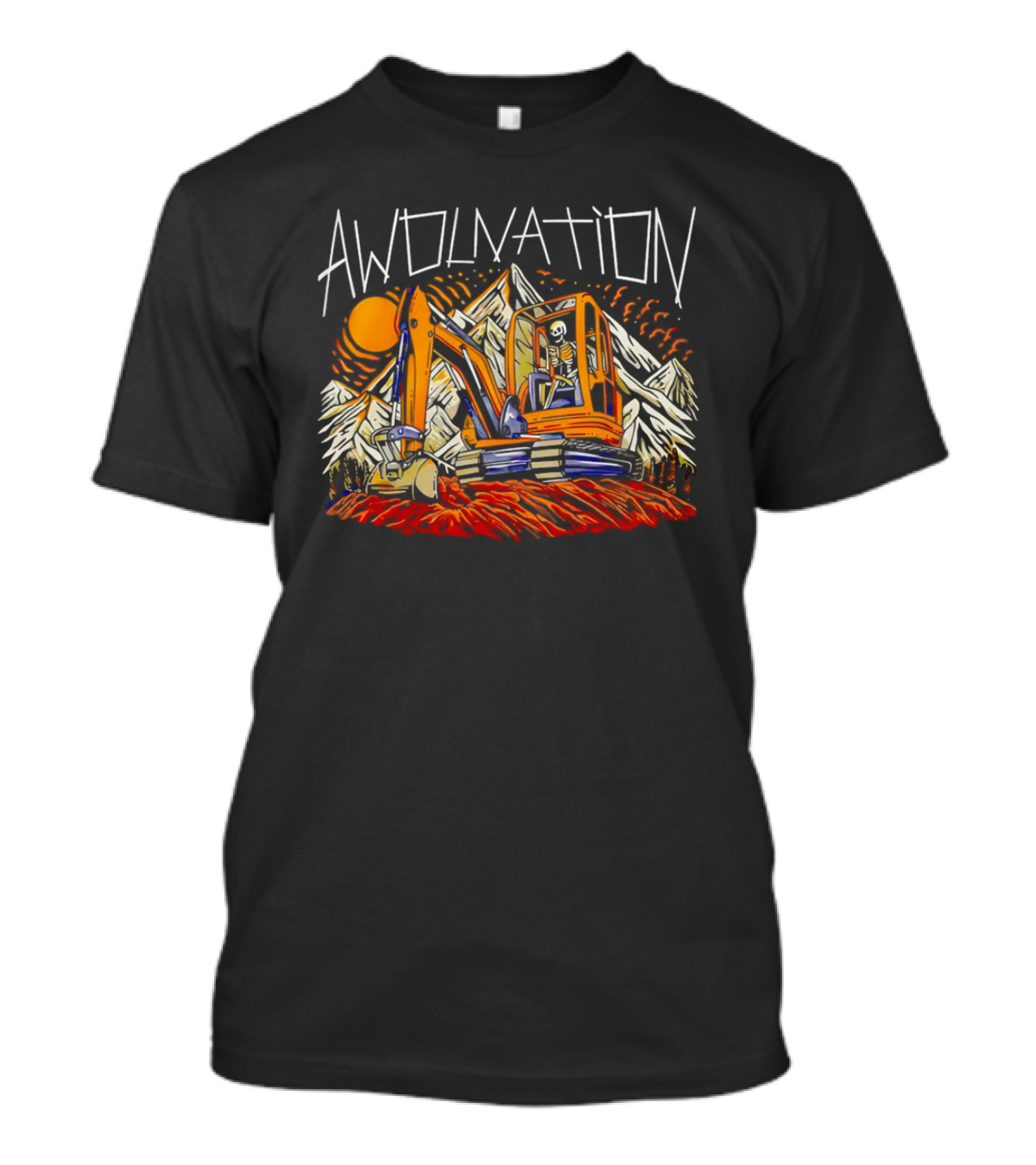 AWOLNATION Skeleton Excavator Mountains T-Shirt