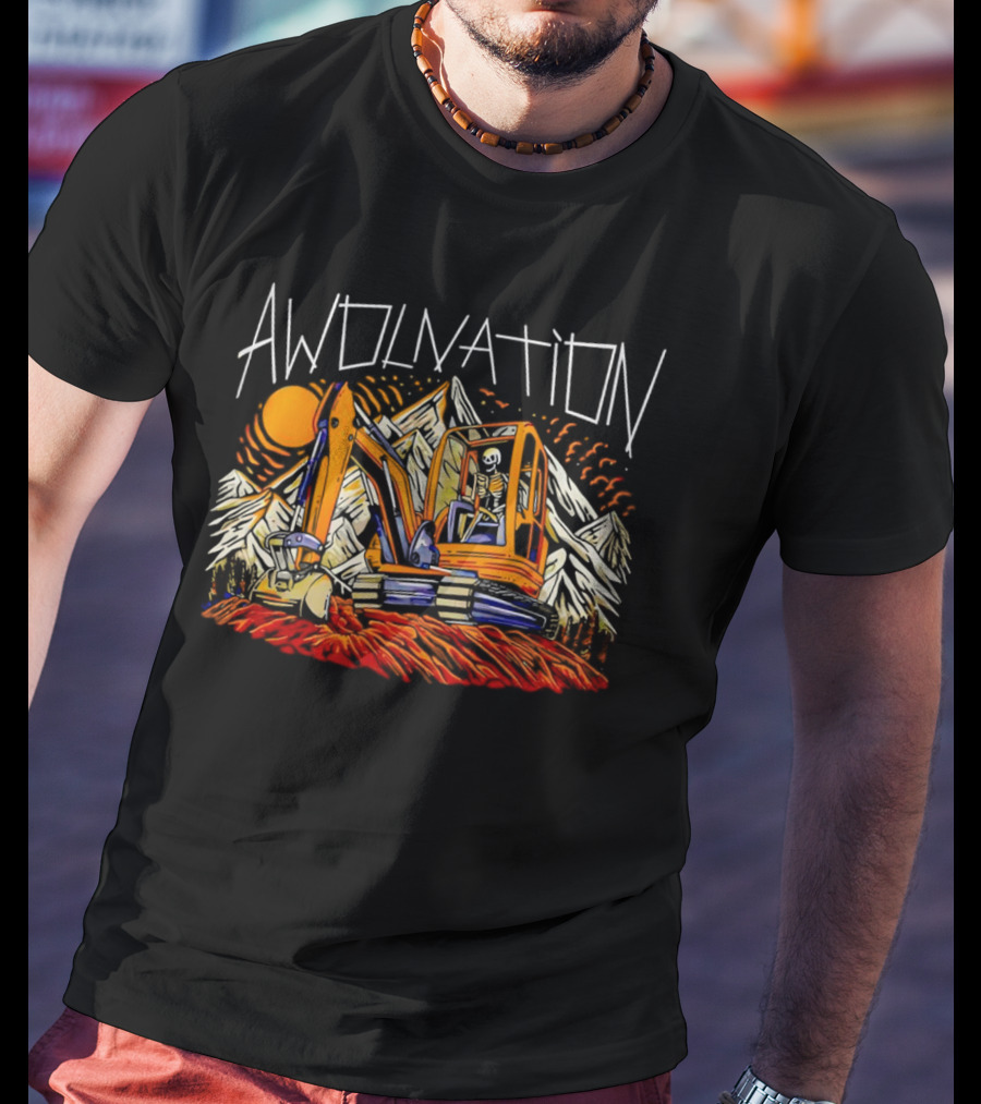 AWOLNATION Skeleton Excavator Mountains T-Shirt