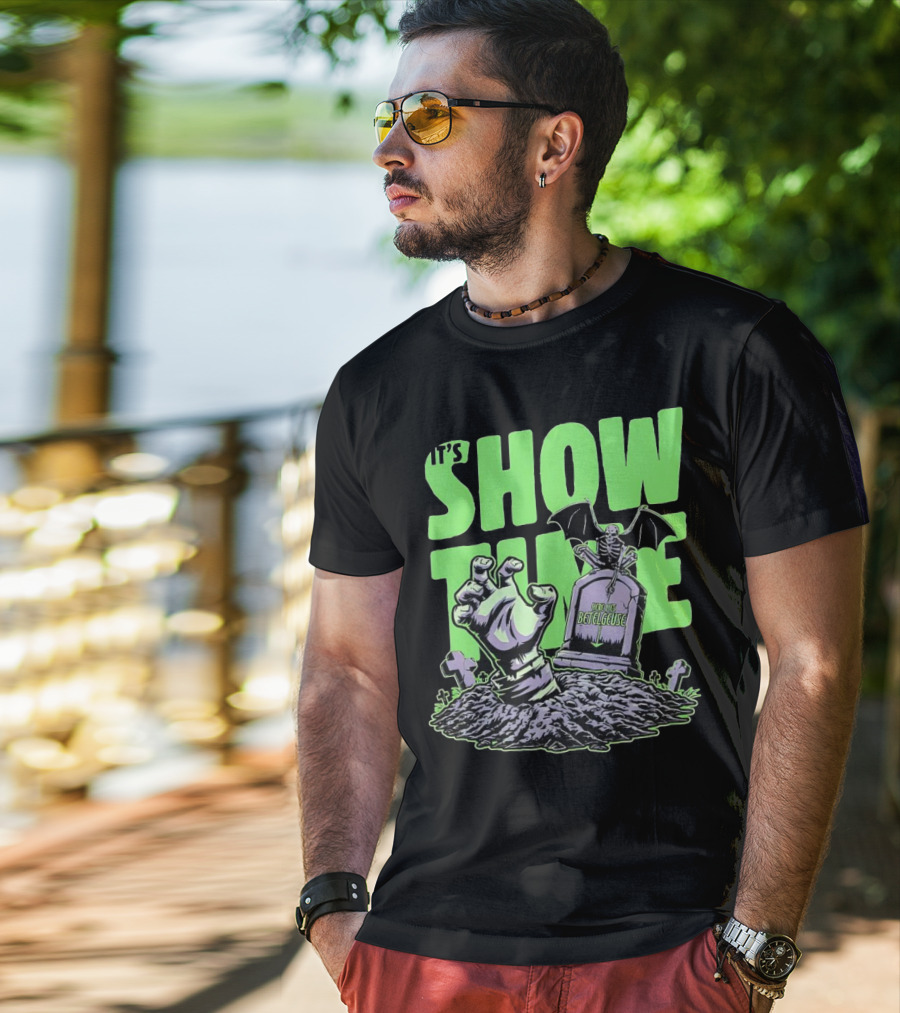 It's Showtime Here Lies Betelgeuse With Skeleton And Tombstone T-Shirt