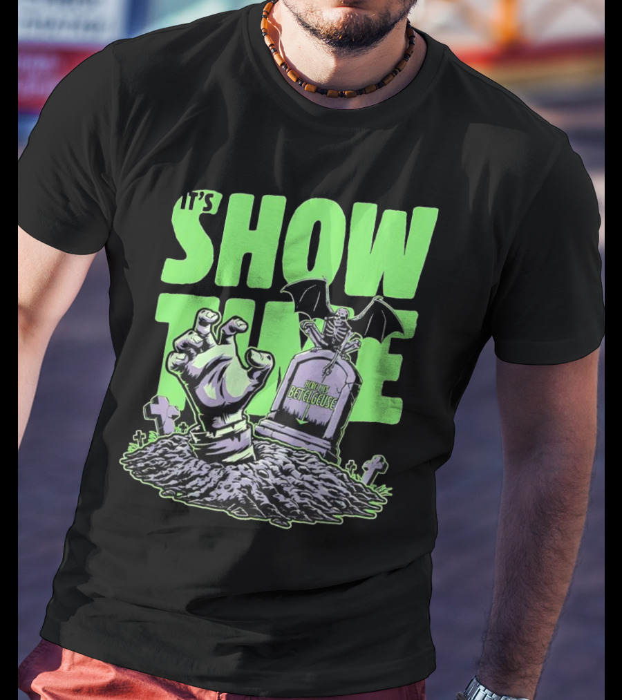 It's Showtime Here Lies Betelgeuse With Skeleton And Tombstone T-Shirt