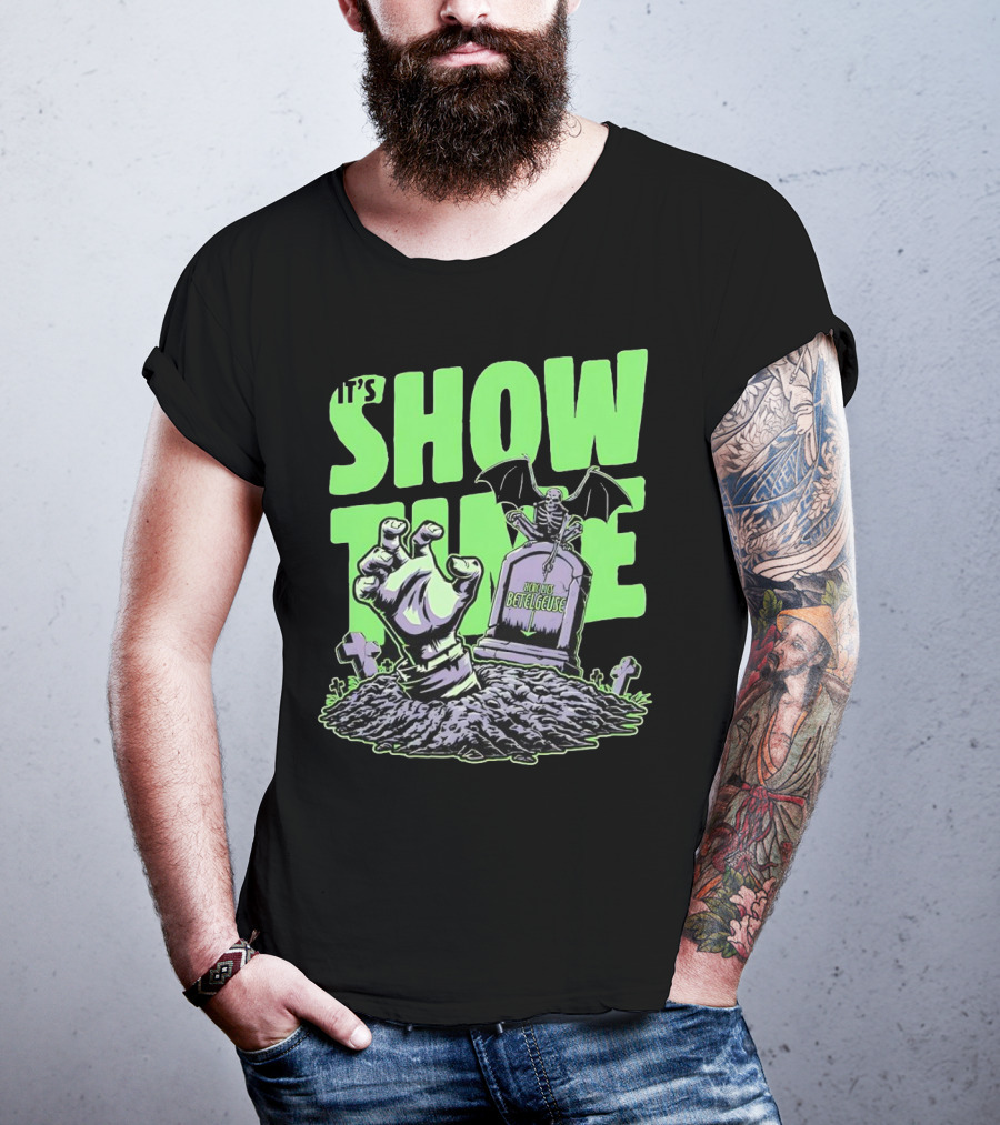 It's Showtime Here Lies Betelgeuse With Skeleton And Tombstone T-Shirt