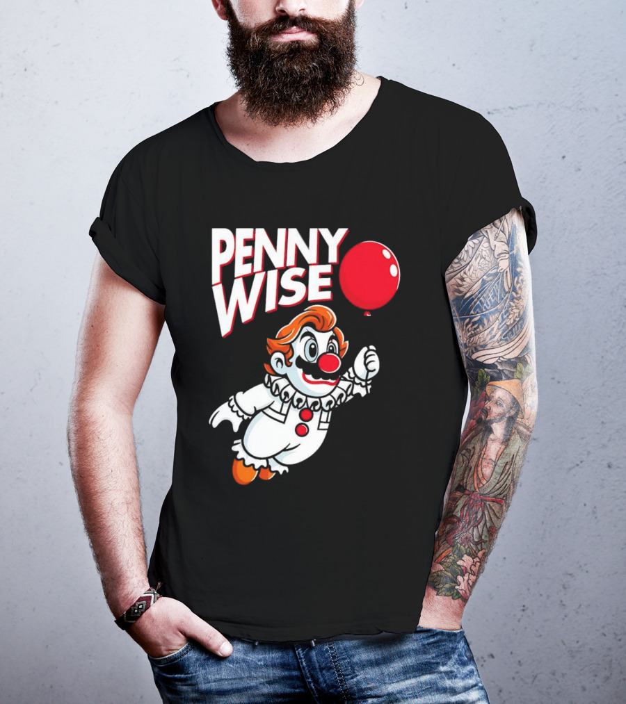 Pennywise Mario Mashup With Red Balloon T-Shirt