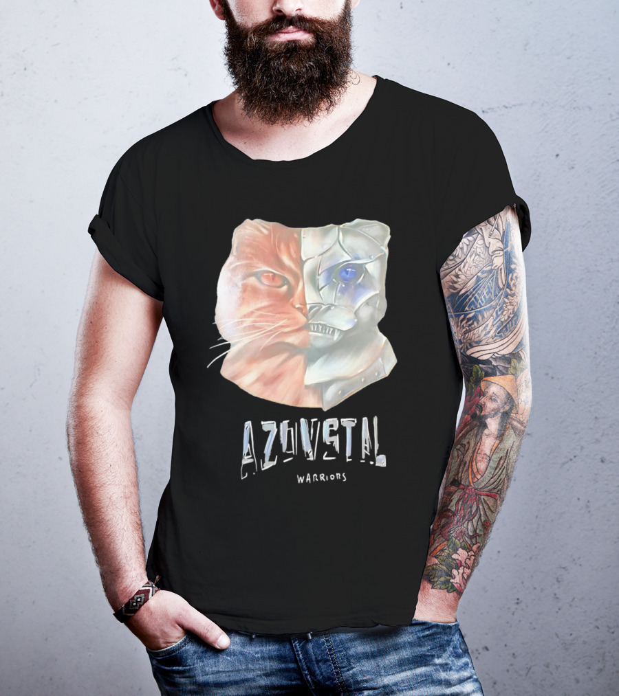 Azovstal Warriors Cat Dual Face Fusion T-Shirt