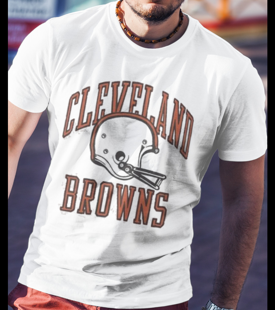 Cleveland Browns Helmet Icon White Black T-Shirt