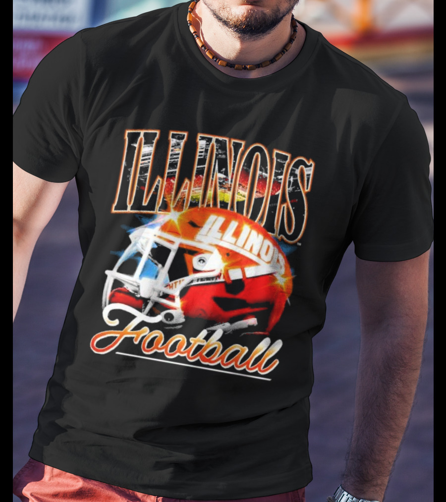 Illinois Fighting Illini Football Helmet Vintage Retro T-Shirt