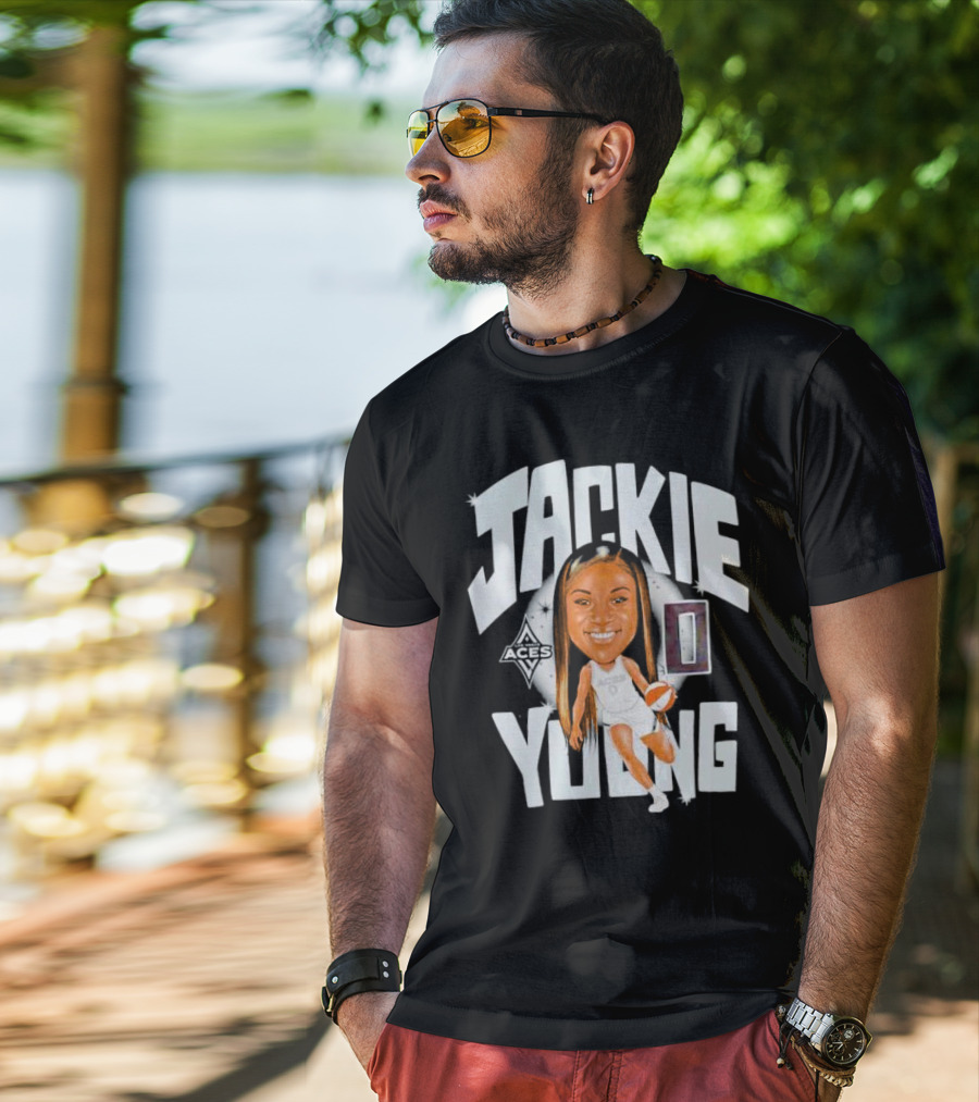 Jackie Young Las Vegas Aces Basketball Caricature T-Shirt