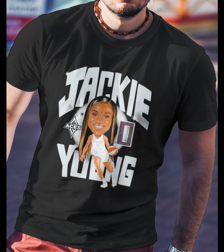 Jackie Young Las Vegas Aces Basketball Caricature T-Shirt