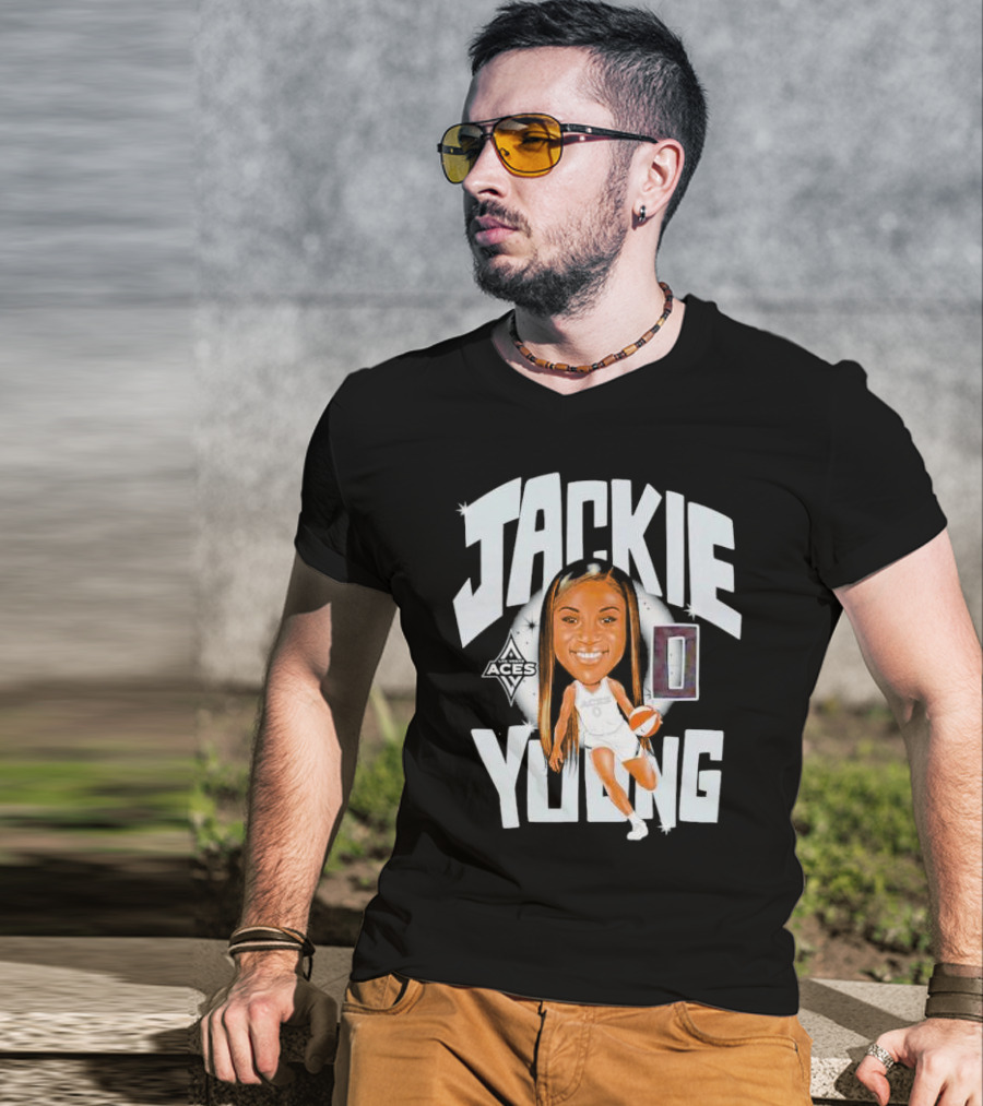 Jackie Young Las Vegas Aces Basketball Caricature T-Shirt