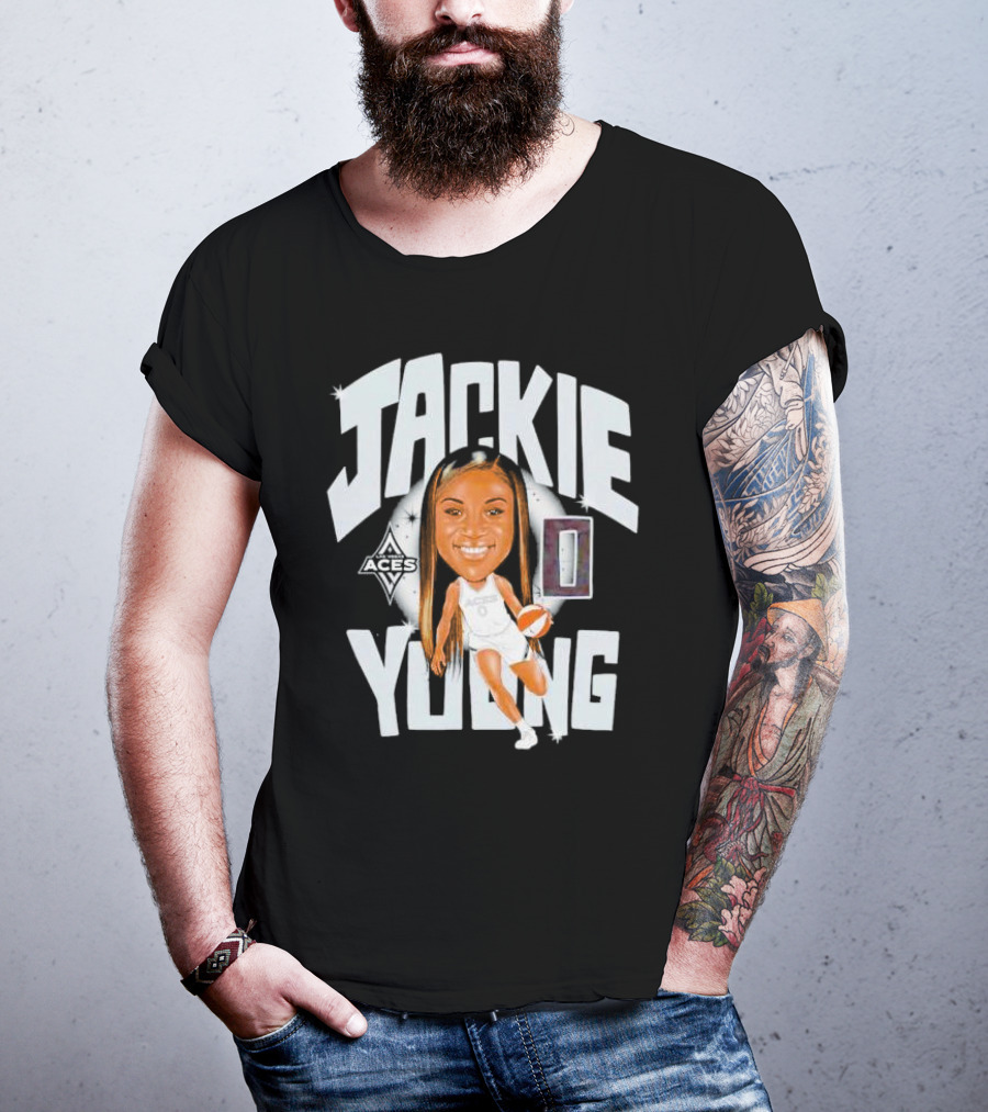 Jackie Young Las Vegas Aces Basketball Caricature T-Shirt