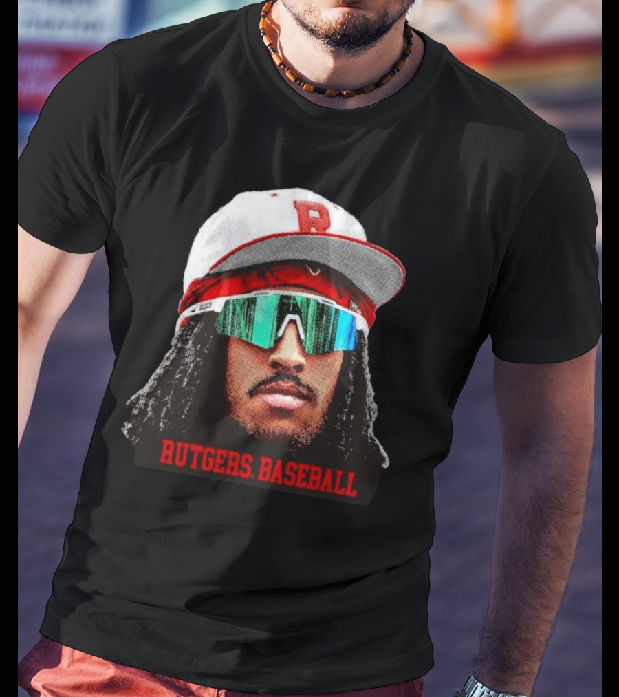 Rutgers Baseball Josh Kuroda-Grauer Scarlet Knights Big Head T-Shirt