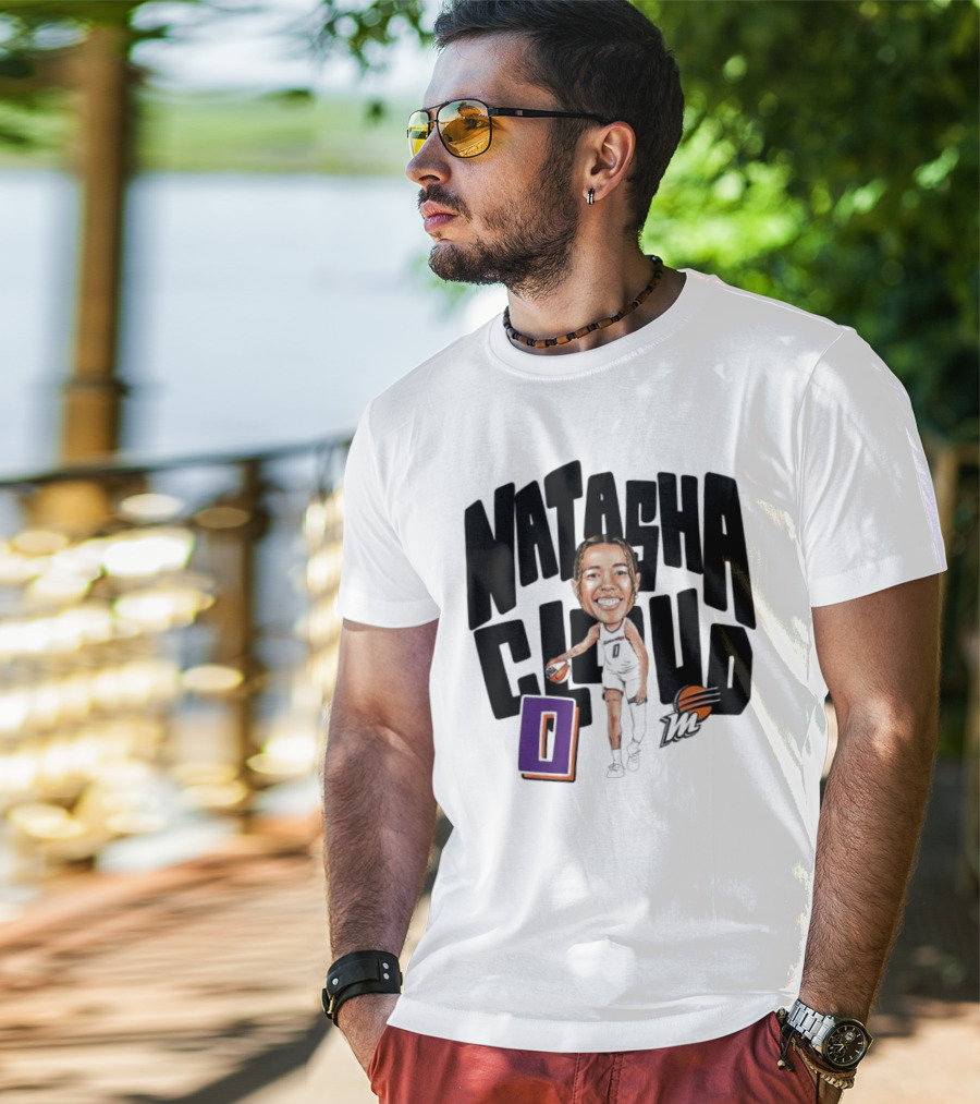 Natasha Cloud Phoenix Mercury Basketball Caricature With Orange Ball And Stylized Text T-Shirt