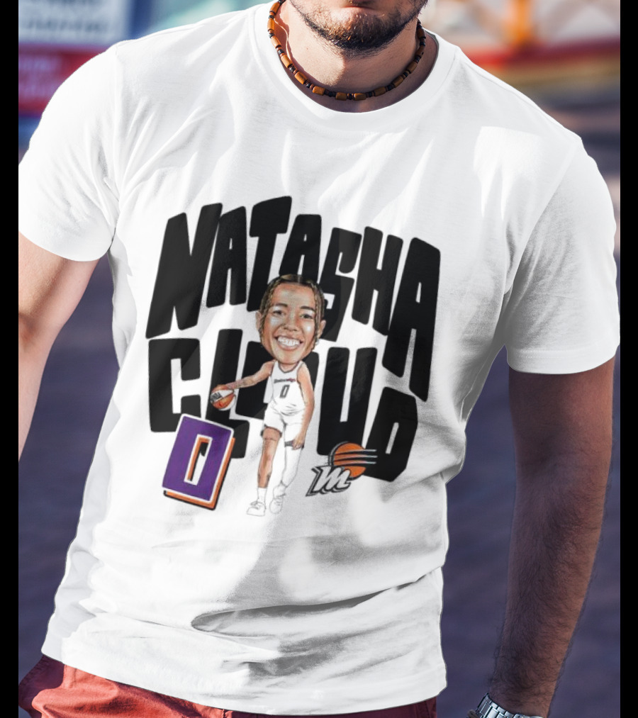 Natasha Cloud Phoenix Mercury Basketball Caricature With Orange Ball And Stylized Text T-Shirt