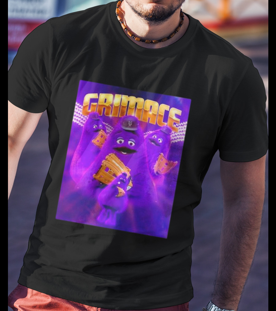 Grimace New York Mets Baseball Mascot Collage Retro T-Shirt