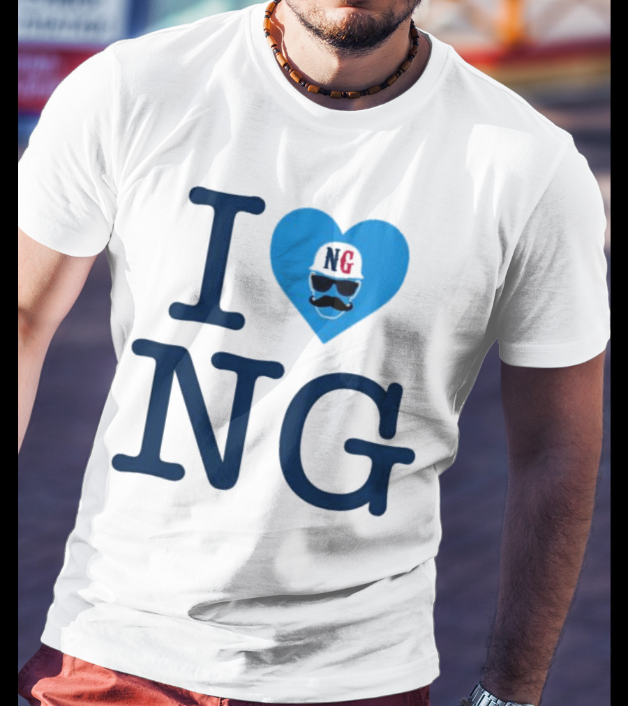 I Love NG Heart Icon With Mustache And Cap T-Shirt