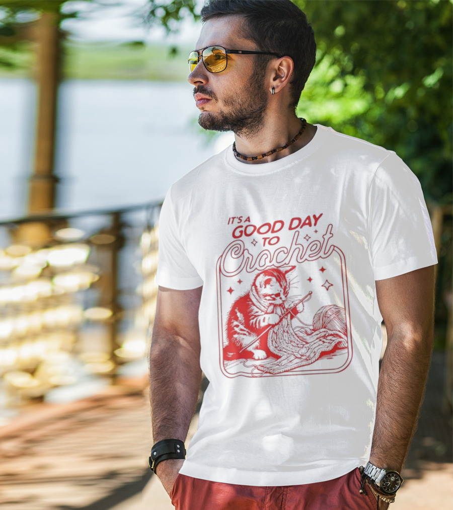 IT'S A GOOD DAY TO CROCHET KITTEN WITH YARN AND STARRY ACCENTS T-Shirt