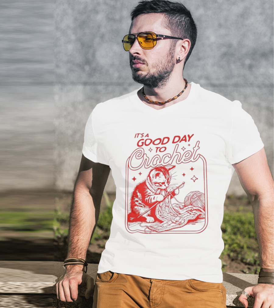 IT'S A GOOD DAY TO CROCHET KITTEN WITH YARN AND STARRY ACCENTS T-Shirt