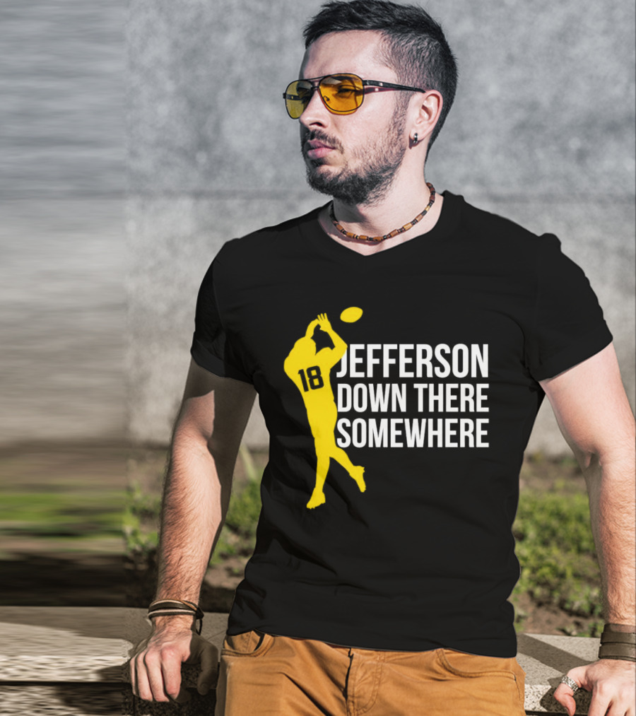 Minnesota Vikings Jefferson Down There Somewhere 18 Football T-Shirt
