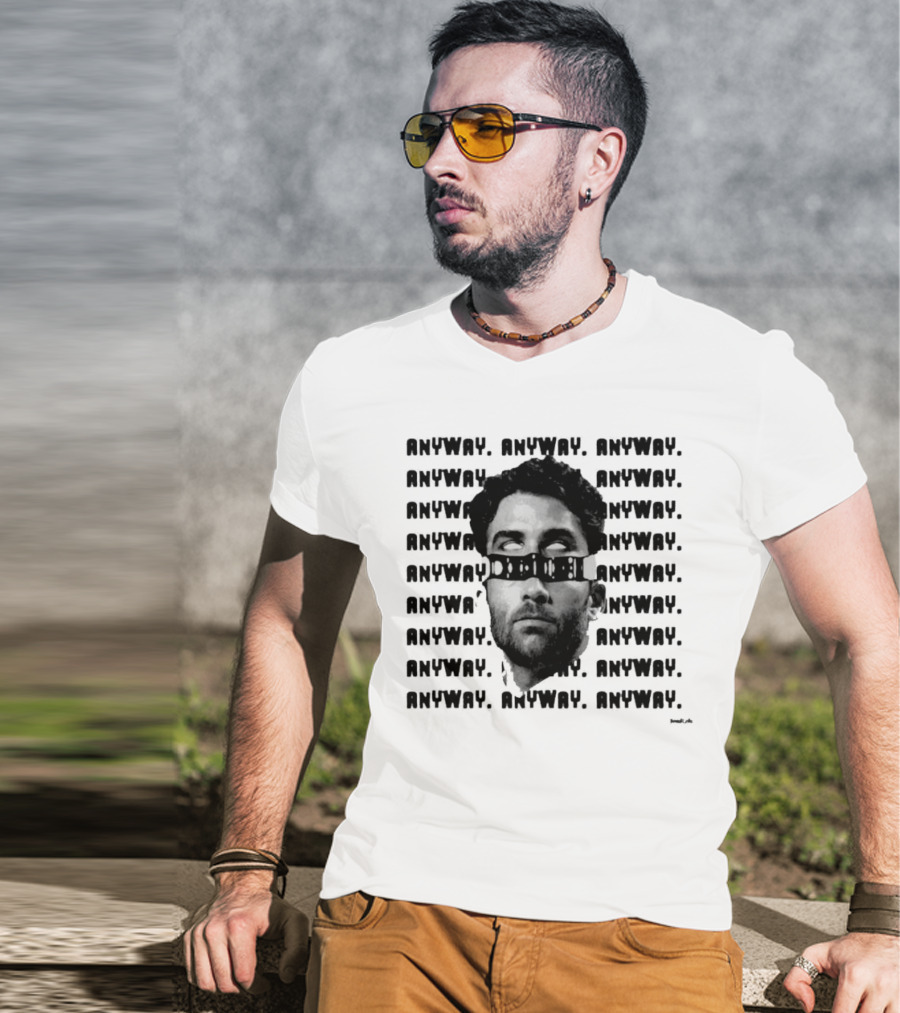 ANYWAY Black And White Portrait Repeated Text T-Shirt