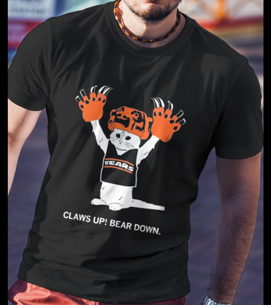 Gary Chicago Bears Cat Mascot Claws Up Bear Down T-Shirt