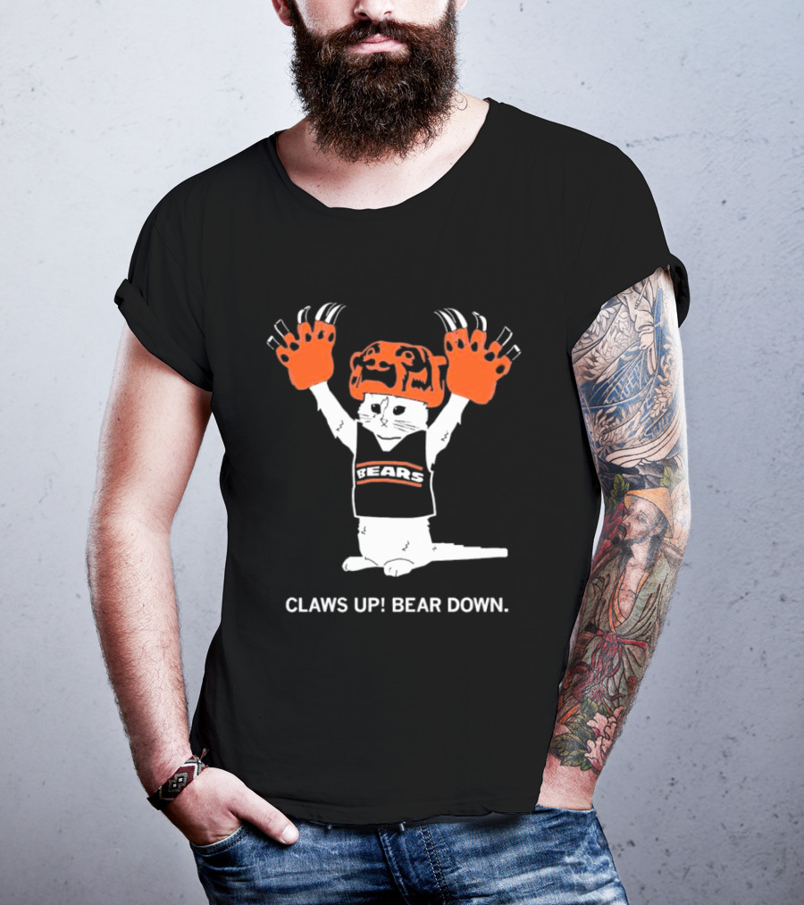 Gary Chicago Bears Cat Mascot Claws Up Bear Down T-Shirt